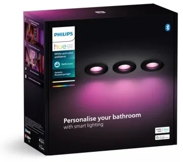 Philips Hue XAMENTO 3x LED RGBW stmívatelné koupelnové svítidlo, 1xGU10/4,2W, IP
