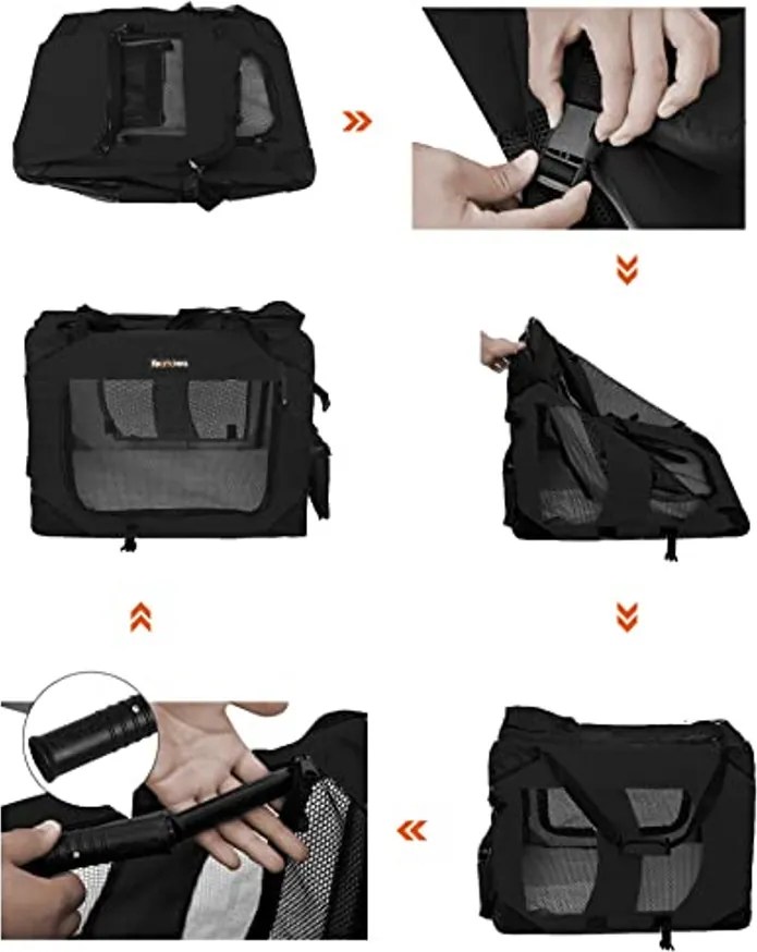 Összecsukható kisállathordozó 91 x 63 x 63 cm, XXL-es kutyaszállító, fekete