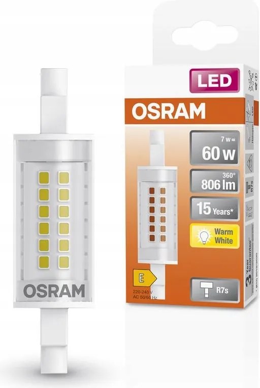 Led izzó R7s 78mm 7W 806lm 2700K Meleg 300° Osram