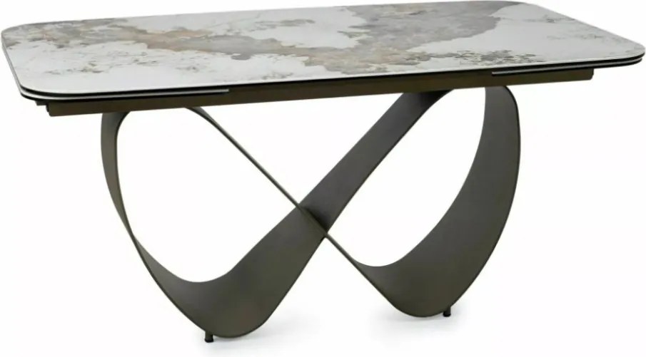 Infinity bővíthető étkezőasztal kerámia fényes fehér/réz 160-240 cm