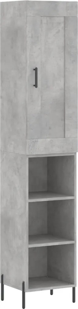 vidaXL betonszürke szerelt fa magasszekrény 34,5x34x180 cm