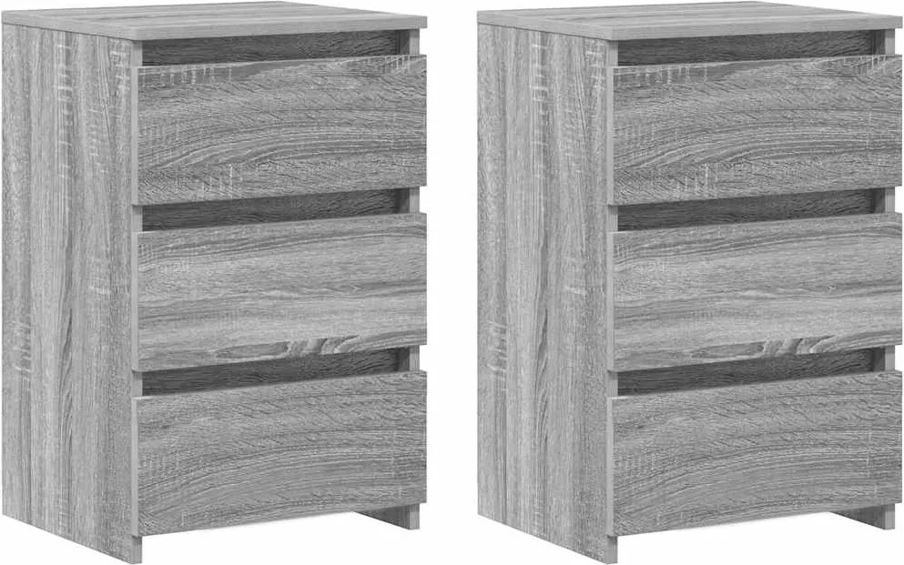 vidaXL 2 db szürke sonoma szerelt fa éjjeliszekrény 40x35x62,5 cm