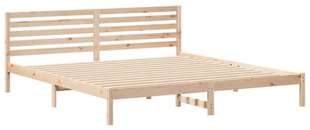 Ágykeret fejtámlával Barna 200 x 210 cm Tömör fenyőfa