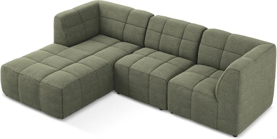 Zöld buklé sarokkanapé (bal oldali-heverő résszel) Aloha – Makamii