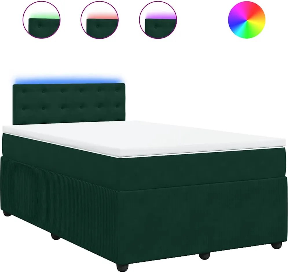 vidaXL sötétzöld bársony rugós ágy matraccal 120 x 200 cm