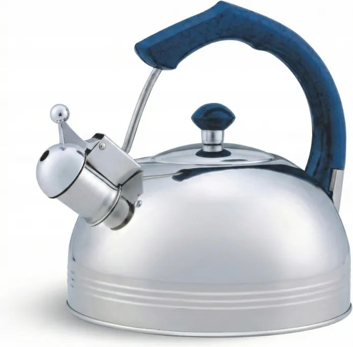 Acél vízforraló 3,5L síppal Kék márvány, indukciós &amp; gáz