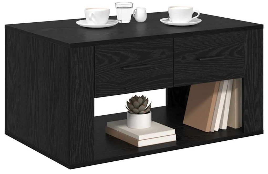 Dohányzóasztal fiókkal Fekete tölgy 80 x 50 x 40 cm Faanyag