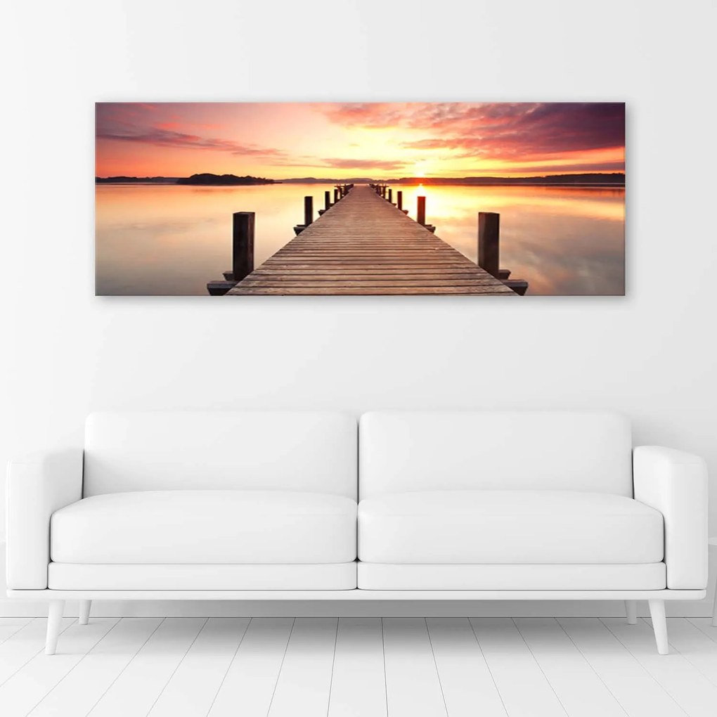 Gario Vászonkép Naplemente a híd felett Méret: 150 x 50 cm