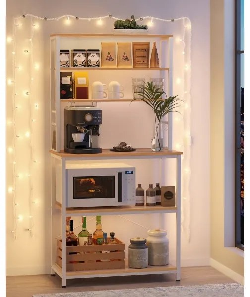 MARGE konyhai polcos állvány, barna/fehér