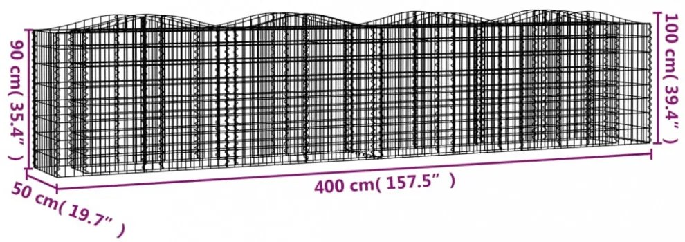 íves horganyzott vas gabion magaságyás 400x50x100 cm