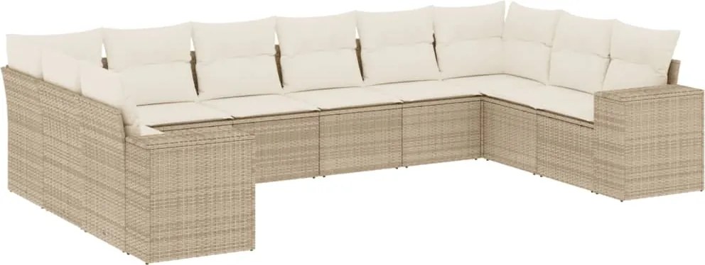 vidaXL 10 részes bézs polyrattan kerti ülőgarnitúra párnával