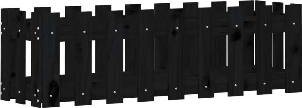 vidaXL fekete tömör fenyőfa kerti magaságyás kerítéssel 100x30x30 cm