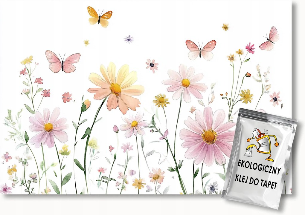 Fotótapéta Flizelina Gyerekek Nyár Kert Rét Virágok Pillangók 300x210 ragasztó