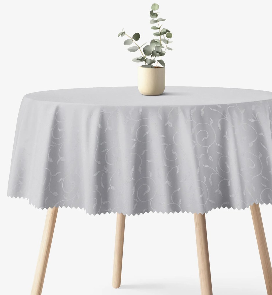 Goldea ünnepi kör alakú teflonos terítő - szürke nagy ornamentekkel ékesített Ø 130 cm