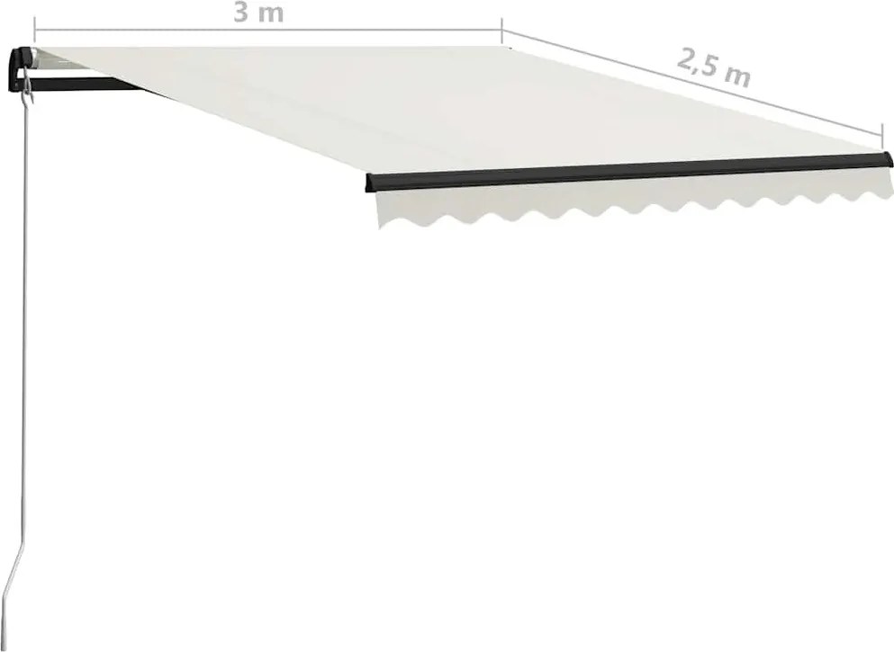 Krémszínű kézzel kihúzható napellenző 300 x 250 cm