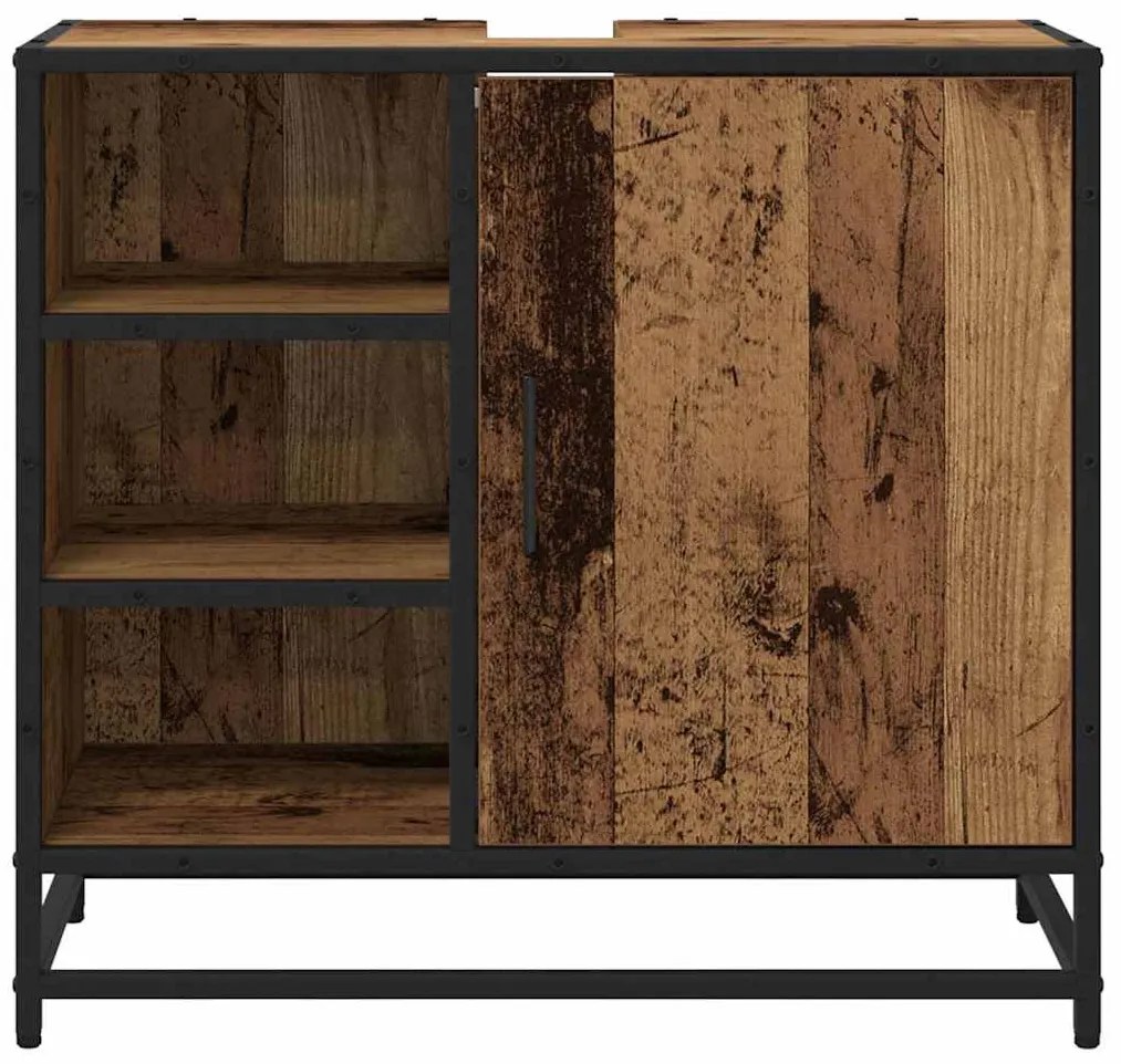 vidaXL Fürdőszoba Székény polcokkal Öreg fa 65 x 33 x 60 cm Faanyag