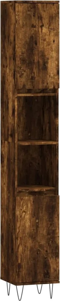 vidaXL füstös tölgy színű szerelt fa fürdőszobaszekrény 30x30x190 cm