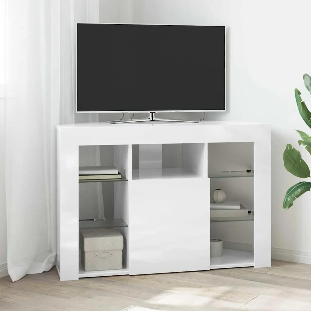 Sarok LED TV szekrény Magas fényű Fehér 104 x 40 x 68 cm