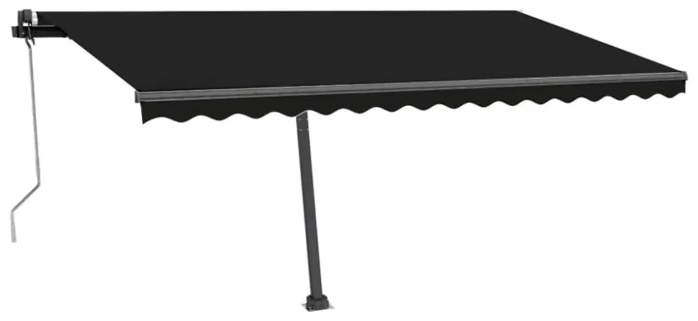antracitszürke szélérzékelős és LED-es napellenző 450x350 cm