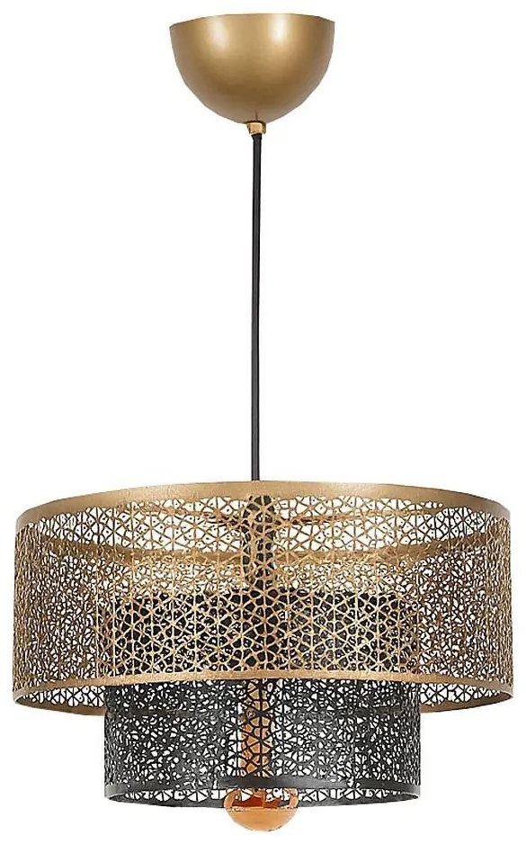 Csillár zsinóron 1xE27/40W/230V arany/fekete