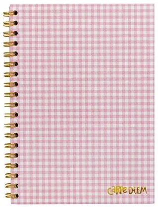 Spirálfüzet, B5, vonalas, 80 lap, FSC, PUKKA PAD Carpe Diem, rózsaszín kockás (PUP9377)