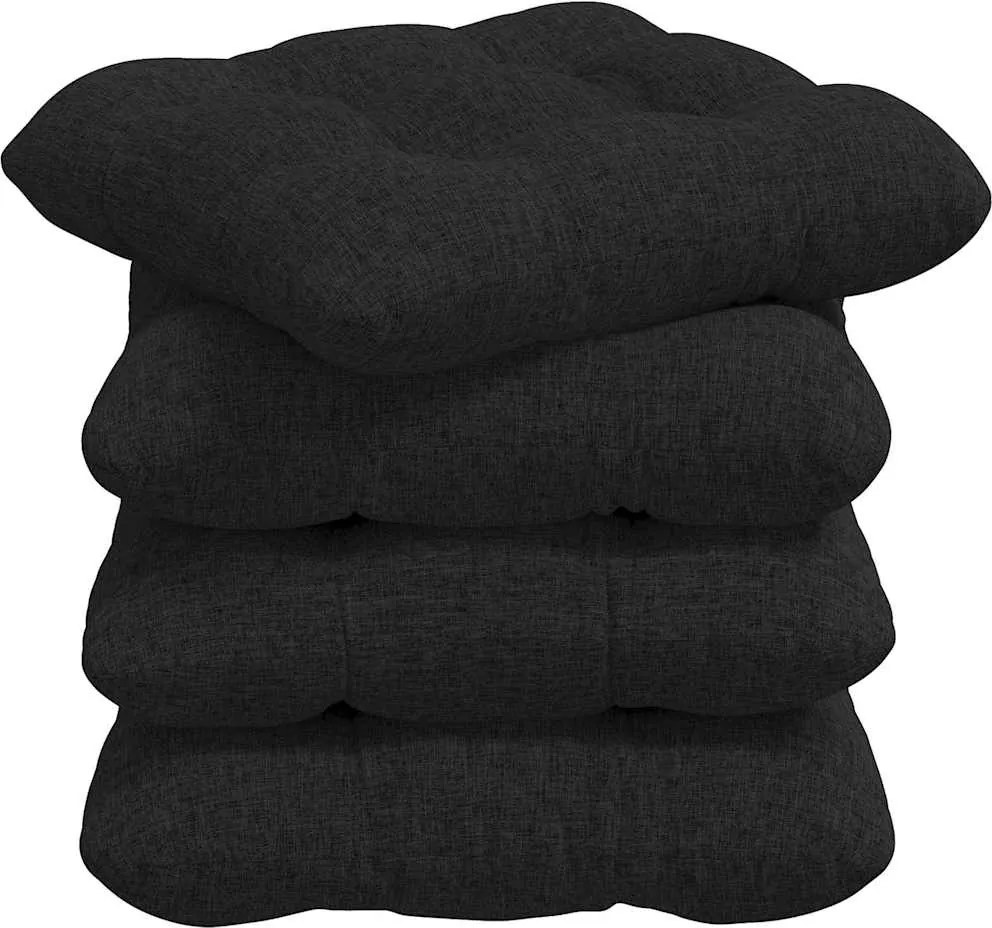 vidaXL Ülőpárnák 4 pcs Fekete 40 x 40 x 12 cm szövet