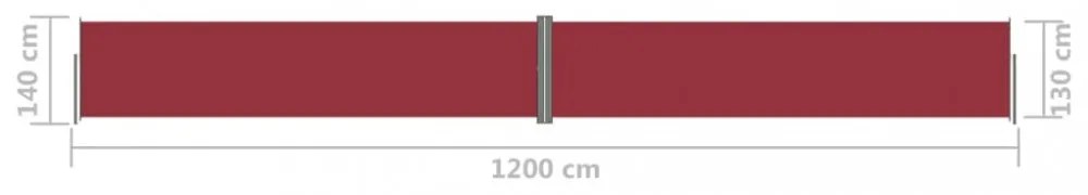 piros behúzható oldalsó napellenző 140x1200 cm