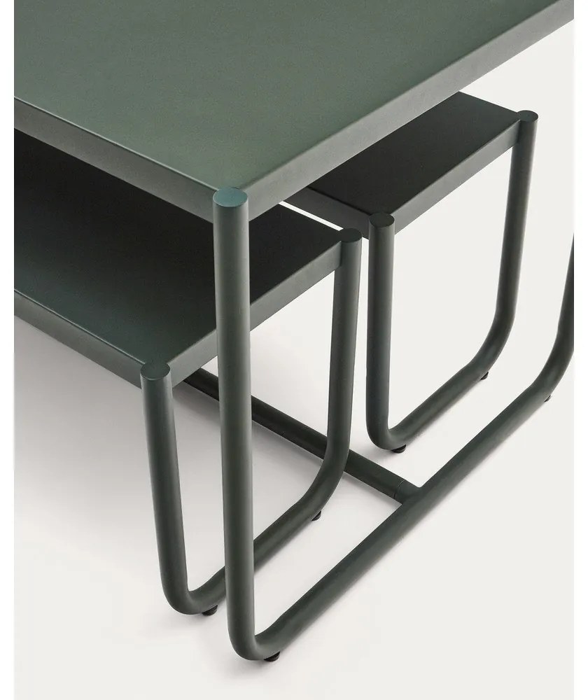 Sötétzöld fém négyszemélyes kerti étkezőgarnitúra Sotil – Kave Home