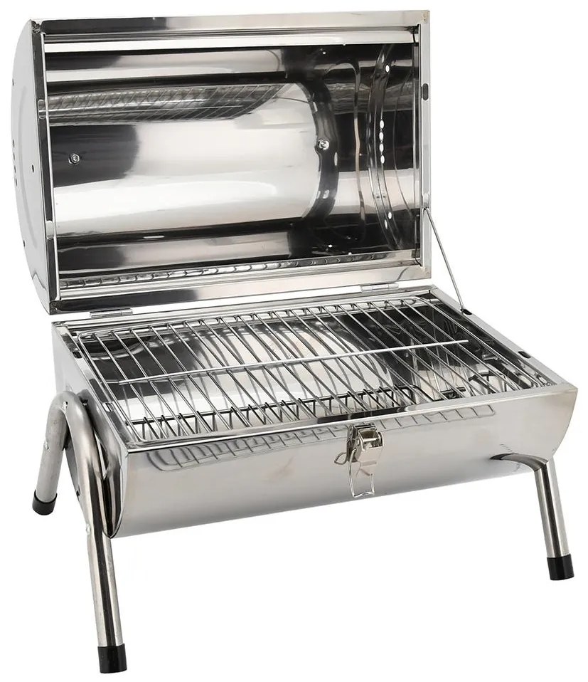 Hordozható faszén grill fényes króm