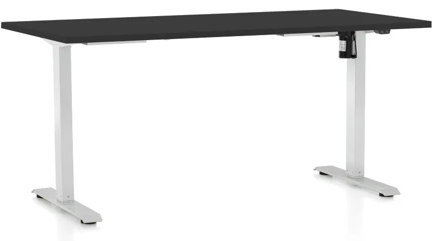 Állítható magasságú asztal OfficeTech A, 160 x 80 cm, fehér alap, fekete
