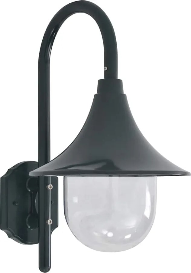 vidaXL sötétzöld alumínium kerti falilámpa, E27, 42 cm