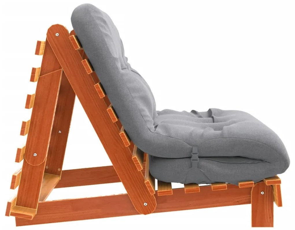 viaszbarna tömör fenyőfa futon kanapéágy matraccal 100x206x11cm