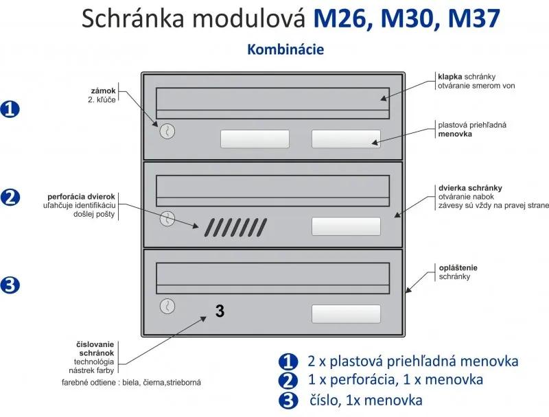 M30 N modulos postaláda tömb, 3db Névtábla + perforáció RAL 7016 / Antracit