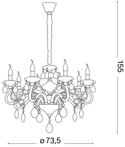 Ideal Lux - Kristály csillár láncon NEGRESCO 8xE14/28W/230V átm. 73,5 cm átlátszó