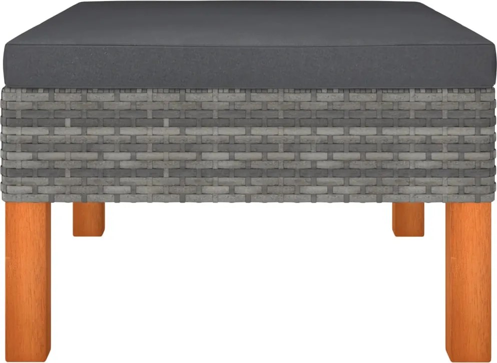 vidaXL polyrattan és tömör eukaliptuszfa lábzsámoly