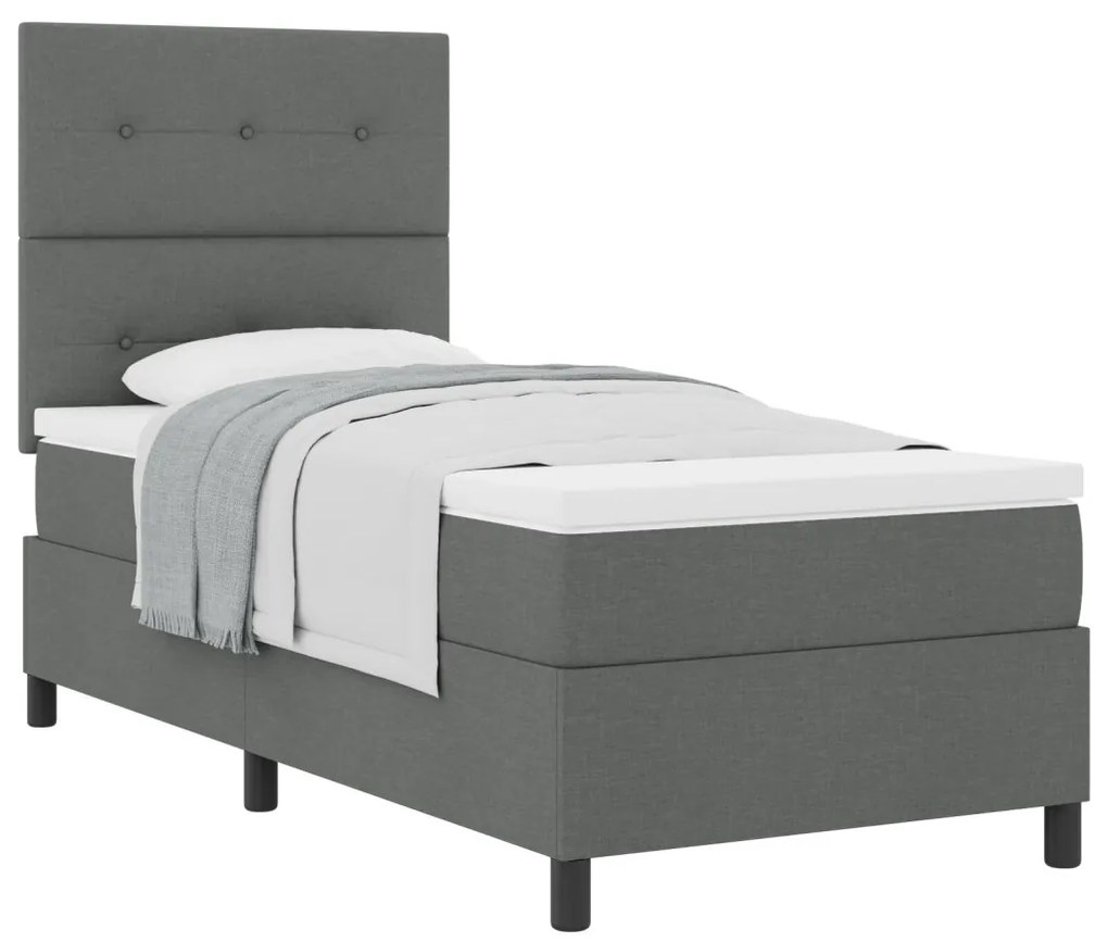 Box Spring Ágy Matraccal Sötét Szürke 90x200 cm Szövet