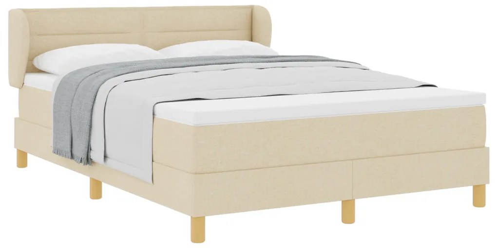 Boxspring Ágy Matraccal - Krém, 140x190 cm, Szövet