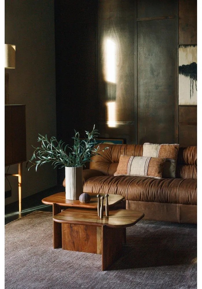 Konyakbarna bőr kanapé 214 cm Douglas – Dutchbone