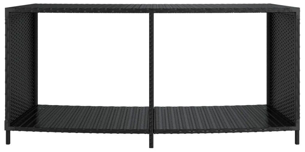 2 db fekete polyrattan tárolópolc