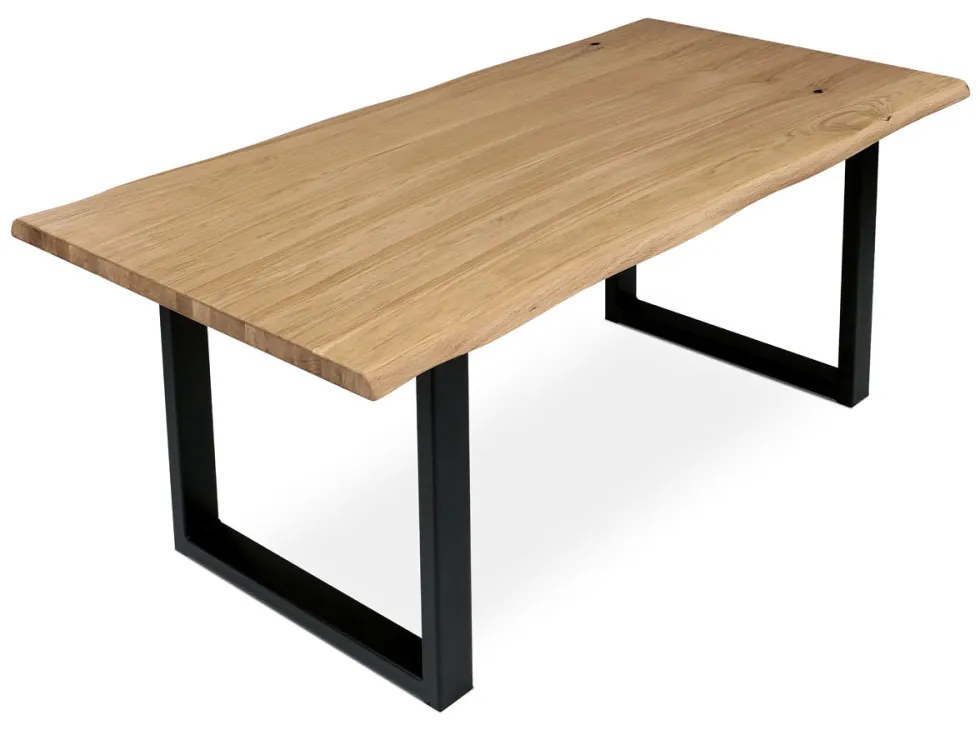 Masă de dining din stejar masiv cu picioare metalice 180x90x75 cm. DS-U180