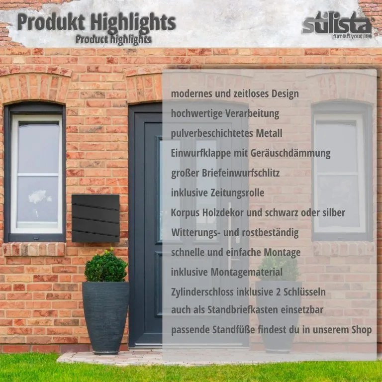 STILISTA Postaláda újságtartóval Seoul 37 x 37 x 10 cm