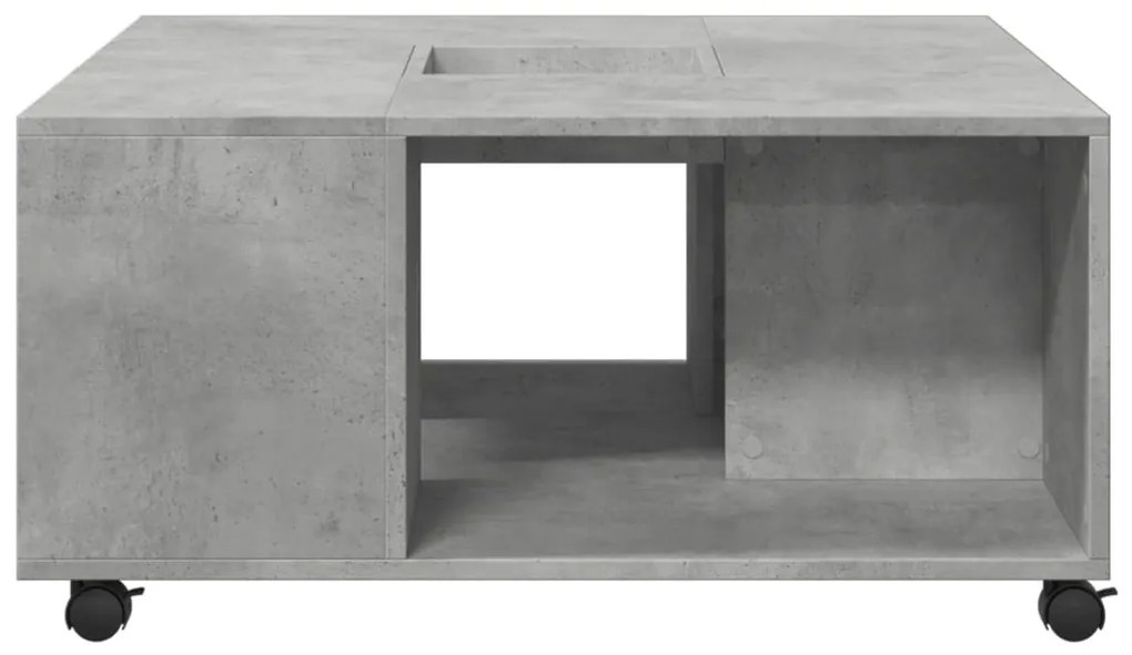 betonszürke szerelt fa dohányzóasztal 80 x 80 x 40 cm