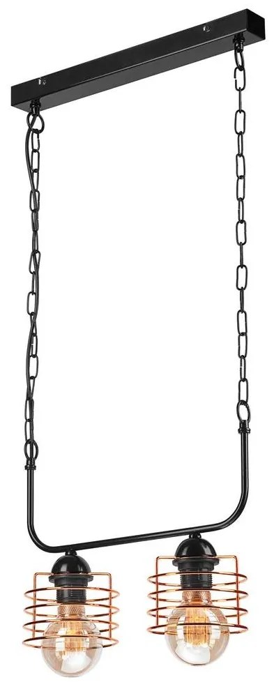 Csillár láncon MORGAN 2xE27/60W/230V fekete/réz
