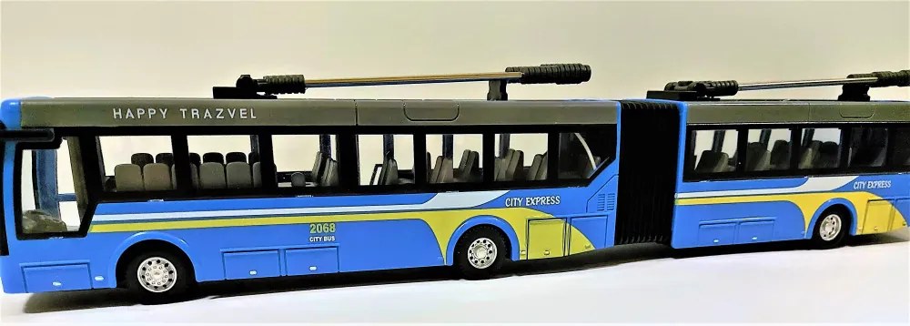 36 Cm Rc Távirányítós Csuklós Trolibusz 3.7V Lítium Akkuval1:32 Méretarány Busz