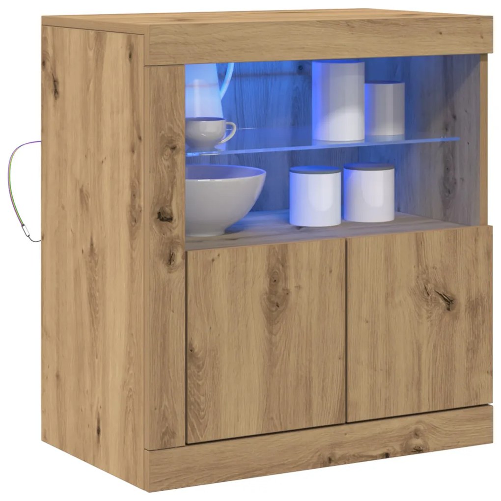 LED lámpás oldalszekrény Artisan tölgy 60,5x37x67 cm