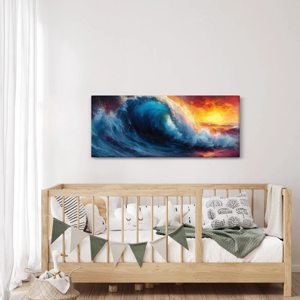 Kép - Hullám a naplementében (120x50 cm)