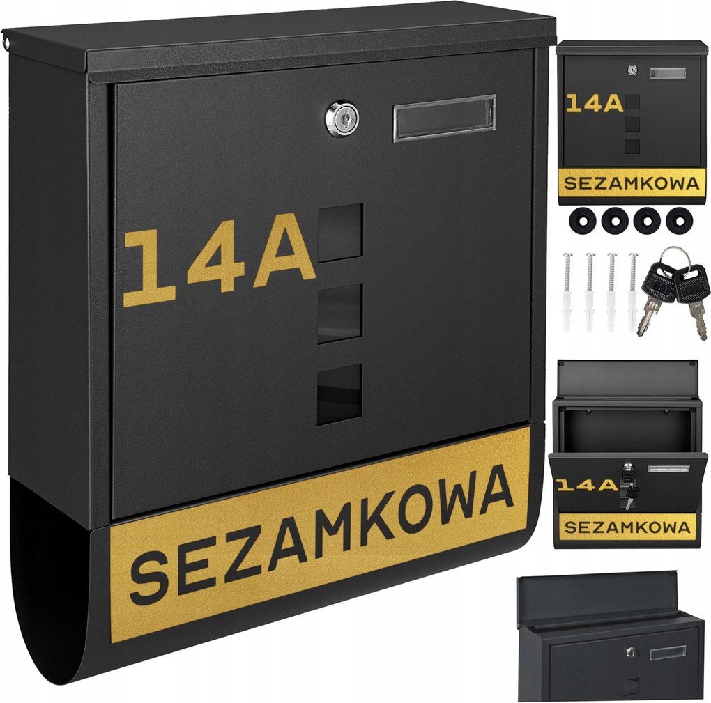 Fekete Postaláda Arany Mintás