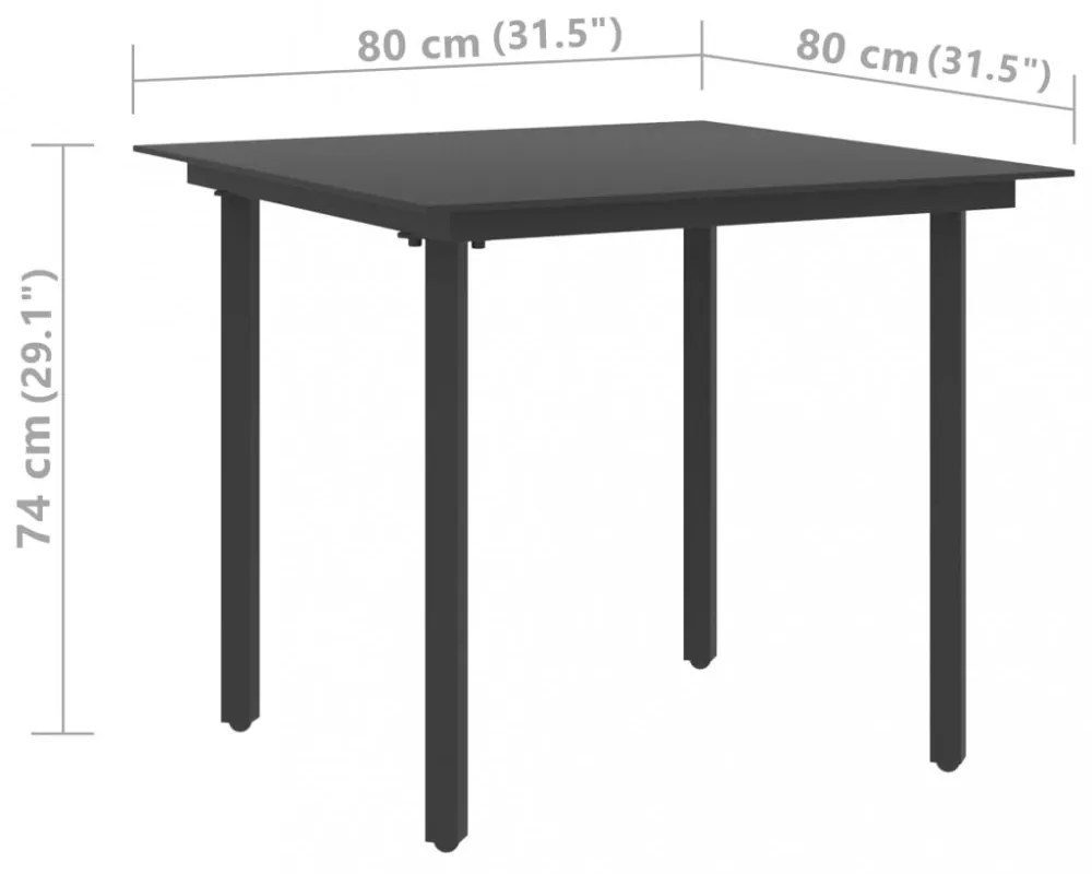 3 részes fekete PVC rattan kerti étkezőgarnitúra