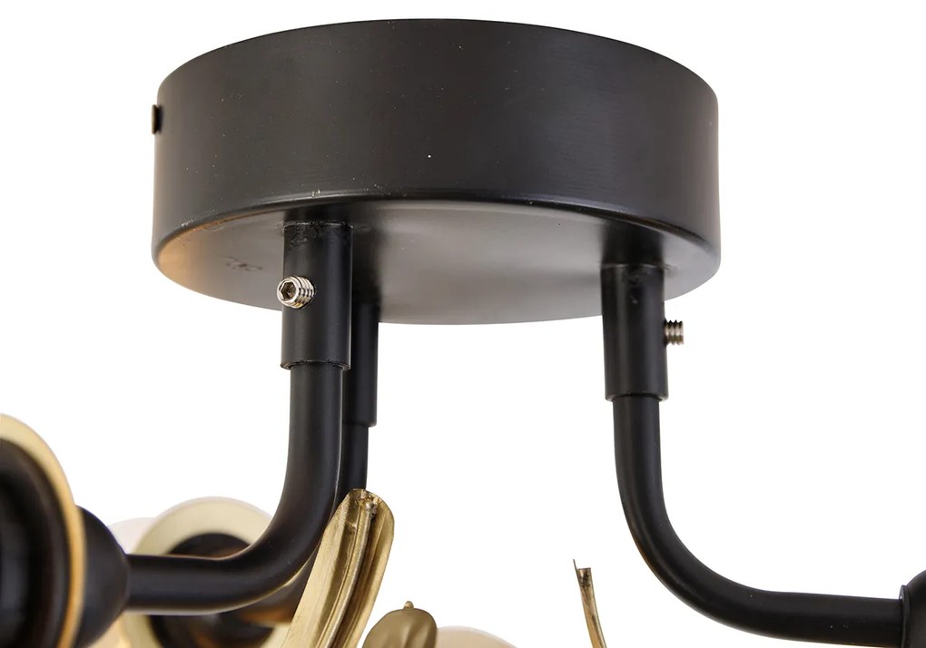 Keleti mennyezeti lámpa sárgarézzel és fekete színben 3 lámpás - Louka