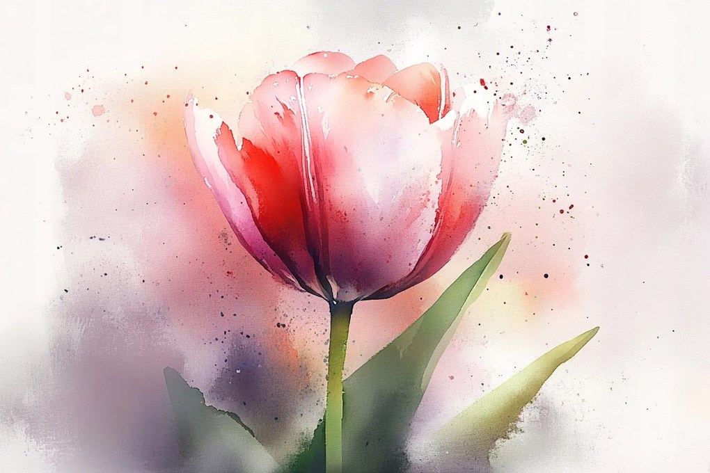 Fotótapéta Flizelina Akvarell Természet Virág Piros Tulipán 208x146 ragasztó